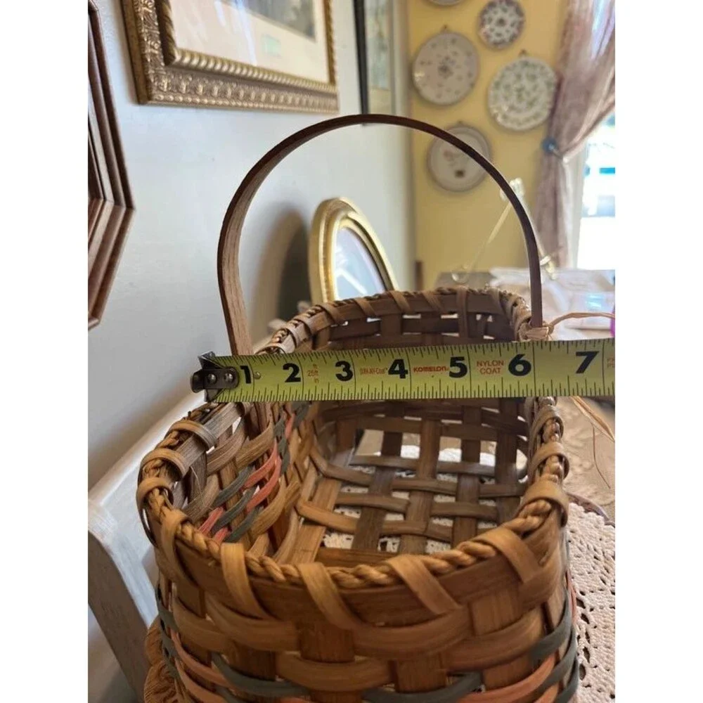 Vintage Handwoven wicker gathering basket